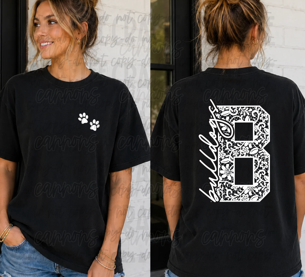Jaguars lace letter J spirit shirt – front paw prints and back lace varsity letter