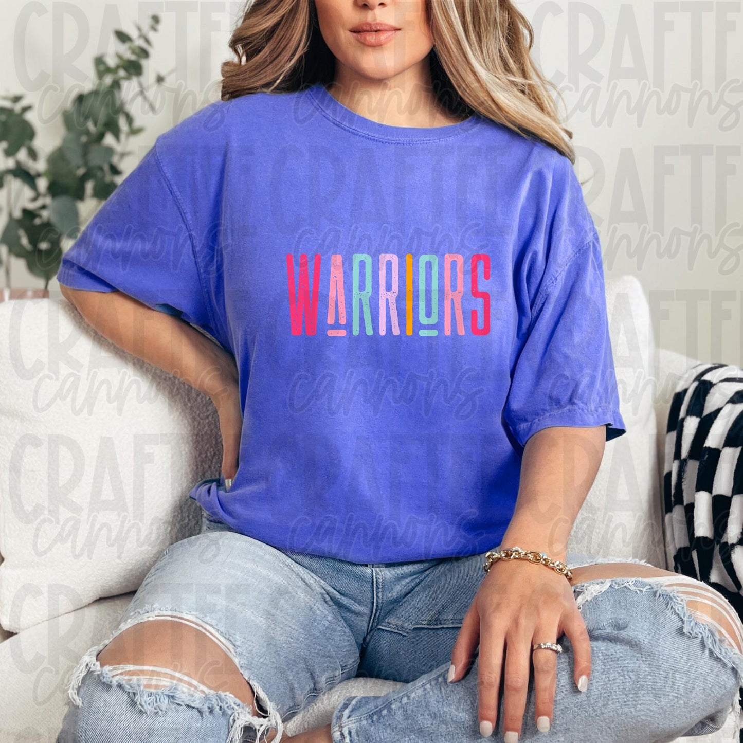 Warriors Spirit PNG | Retro Cute School Mascot Shirt Design | Sublimation & DTF Print | Digital Download