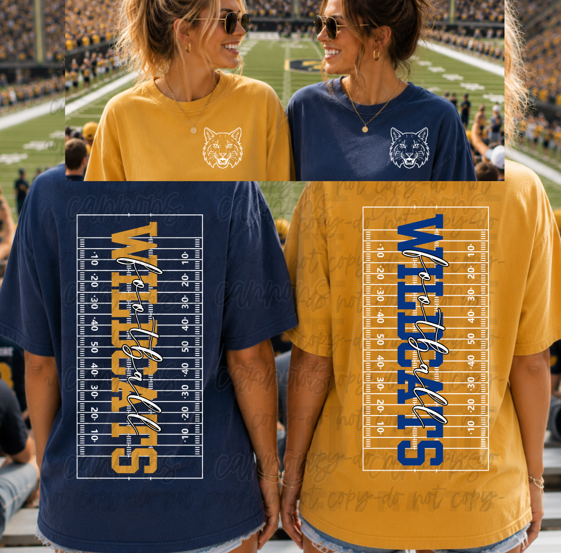 Custom Vertical Football Field Mascot Spirit Shirt – Front & Back Design