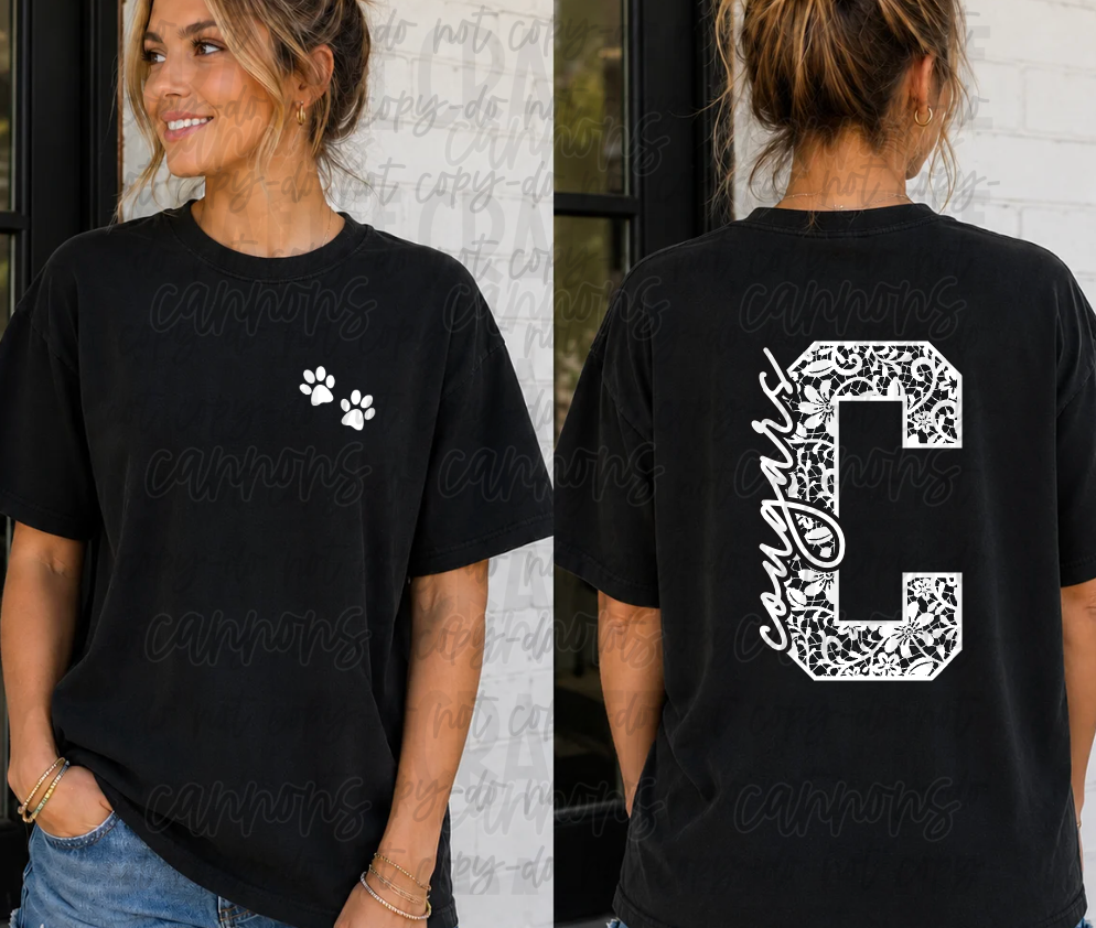 Bulldogs lace letter B spirit shirt – front paw prints and back lace varsity letter