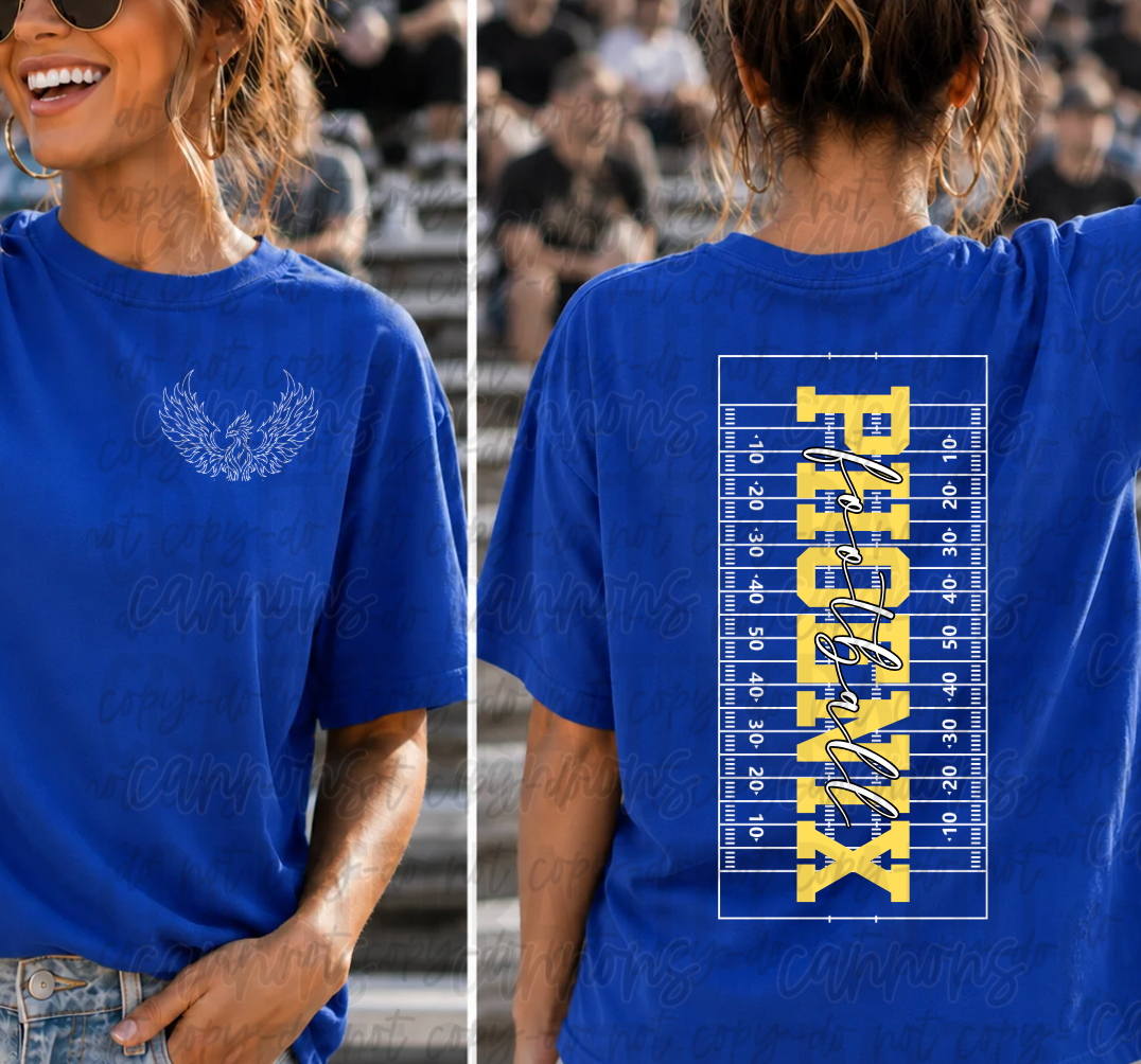 Custom Vertical Football Field Mascot Spirit Shirt – Front & Back Design