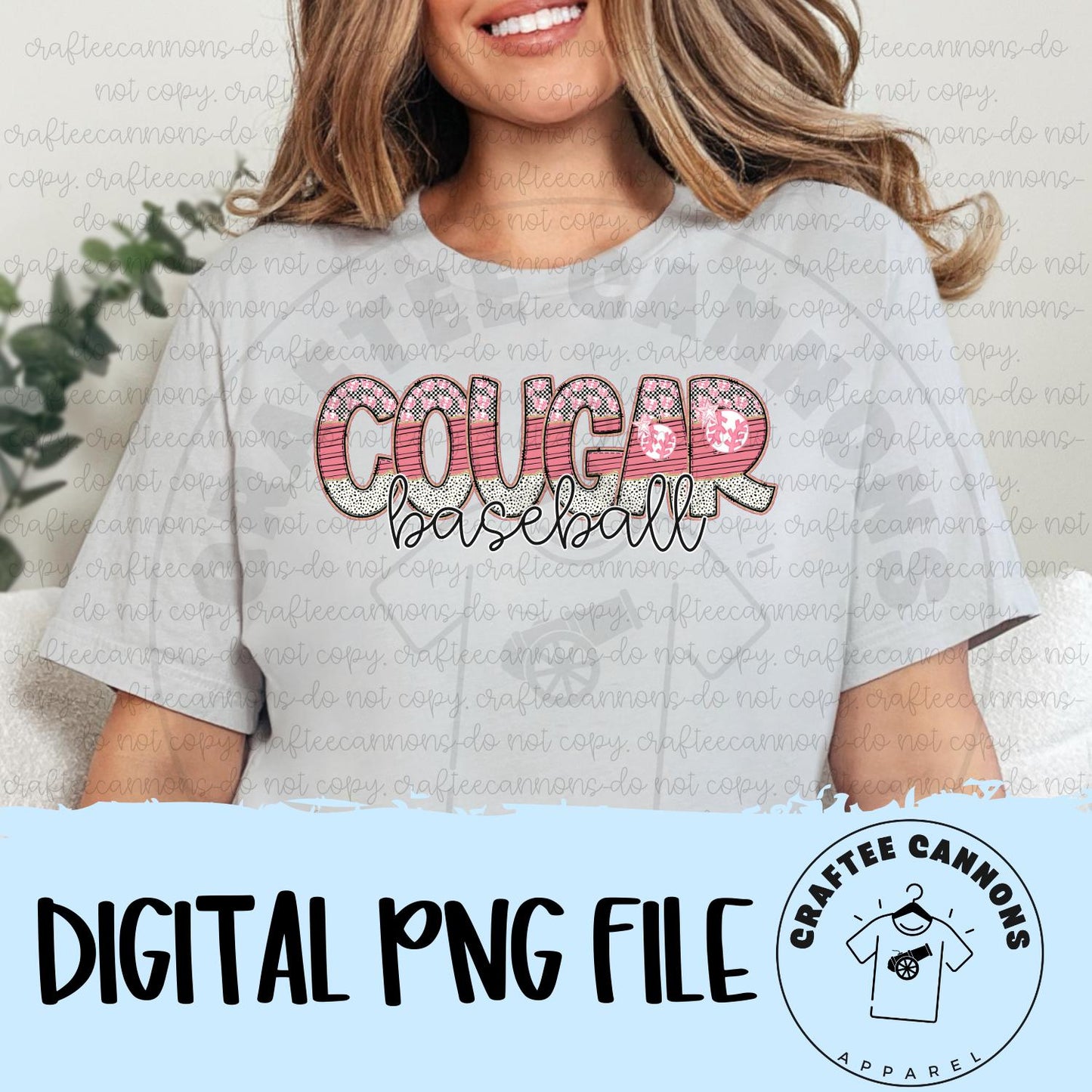 cougar baseball png, digital download, cougar, baseball png, digital png, png, baseball, star, custom, cute design, cute baseball design