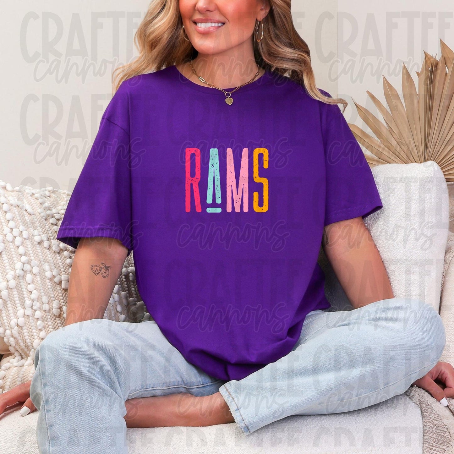 Rams Spirit PNG | Retro Cute School Mascot Shirt Design | Sublimation & DTF Print | Digital Download