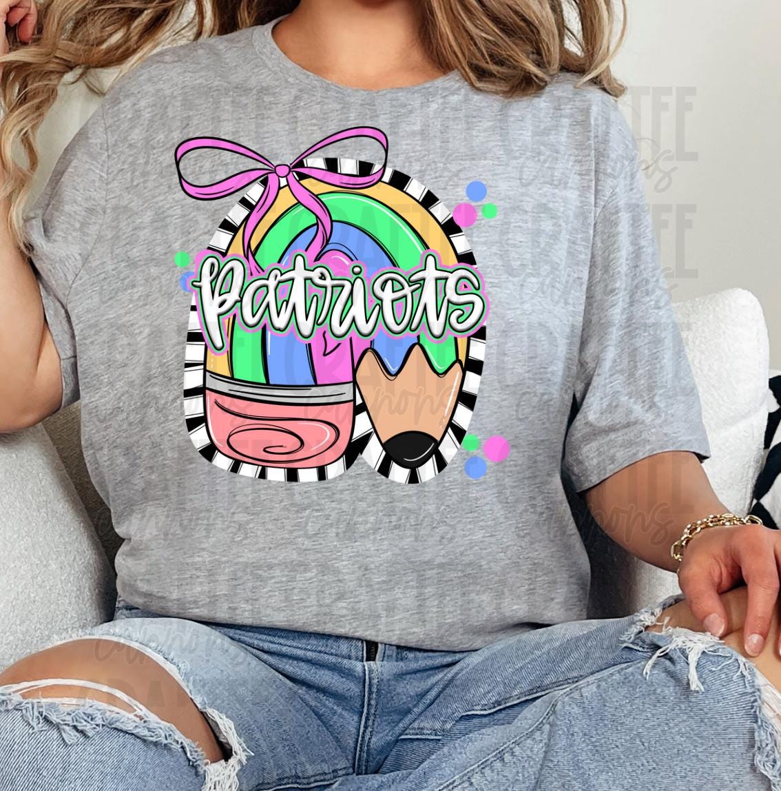 Custom Mascot Rainbow Pencil Comfort Colors or Bella Canvas  Perfect for Back to School, Teacher Appreciation  Everyday Classroom Style